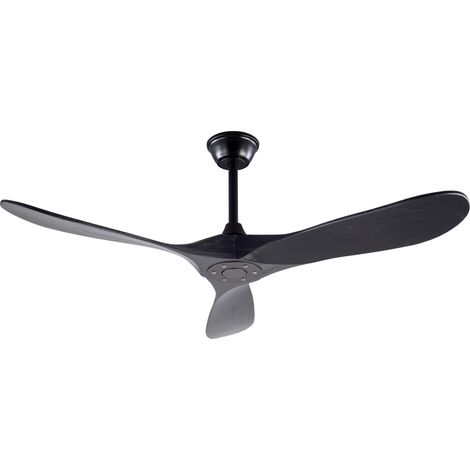 Ventilateur de plafond 132 cm noir, 3 pales en bois, moteur silencieux, télécommande 6 vitesses, minuterie et mémoire, sans lumière – CHICFURN (1/5)