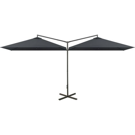 Doppel-Sonnenschirm mit Stahl-Mast 600x300 cm Anthrazit vidaXL
