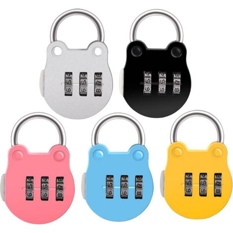 5 serrures à combinaison, mini serrure de dessin animé, cadenas de sécurité à combinaison en alliage de zinc à 3 chiffres, petit cadenas de casier, cadenas de couleur, cadenas de