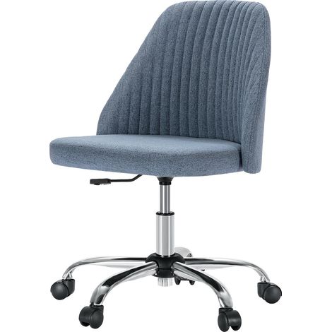 Chaise de bureau pivotante réglable sans accoudoirs en tissu bleu (1/5)