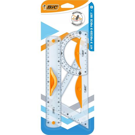 Kit de géométrie bic règle 20 cm triangle 60° (1/2)