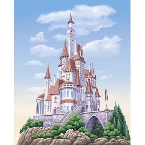 Papier peint panoramique - Disney Princess Belle Castle - Taille: 200 x 250 cm