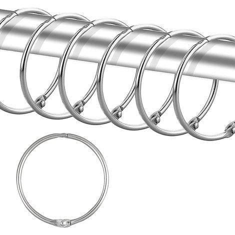 12 Anneaux De Rideau De Douche - Argent, Crochets De Rideau De Douche Rsistants La Rouille, Crochets Ronds En Mtal Pour La Salle De Bain, Le Vest (1/5)