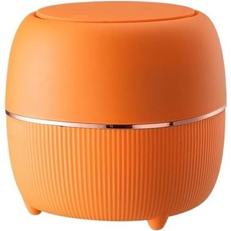 Poubelle De Table - Avec Couvercle Et Pédale - Plastique Orange Antidérapant - Pour Bureau Et Cuisine - 16x15 Cm (1/5)