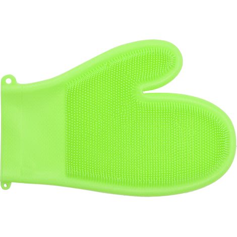 Gant de cuisine en silicone résistant à la chaleur, antidérapant et anti-brûlure (Vert prairie) (1/5)