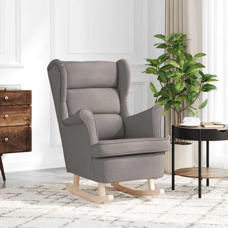 Fauteuil à bascule confortable en tissu polyester taupe 74 x 90 x 102 cm - PANGIVO (1/5)