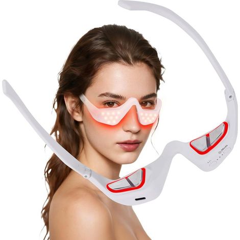 Rotlichttherapiegerät für die Augenpartie, 3D-LED-Mikrostrom-Augenmassagebrille, Rotlicht-Augenmassagemaske zur Linderung von Tränensäcken, Augenringen und Falten (1/5)