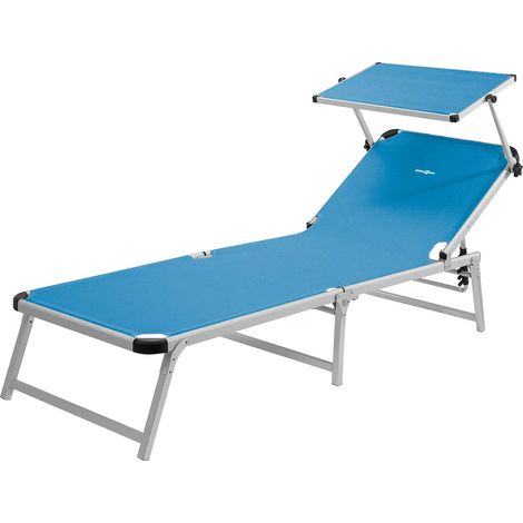 lettino prendisole reclinabile con tettuccio brunner "marbella" in alluminio e syntex plus azzurro 192x67x30 cm (1/5)