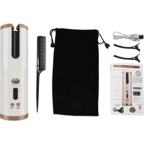 Automatischer, kabelloser Lockenstab, tragbarer kabelloser Lockenstab mit LCD-Bildschirm, 6 einstellbaren Temperaturstufen, USB-aufladbar