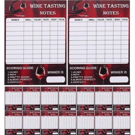 fiches de dégustation de vin en papier rouge pour événements (1/5)