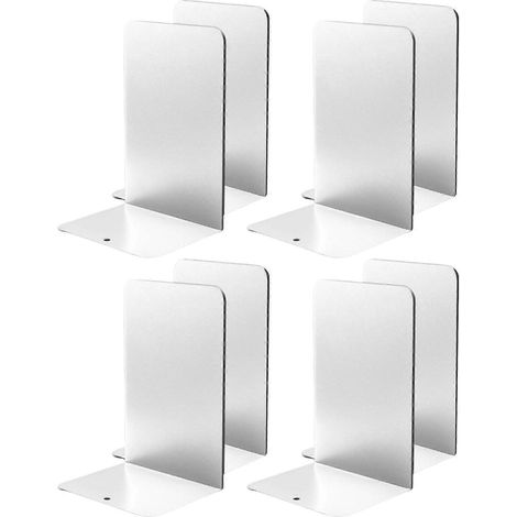Set mit 8 L-förmigen Buchstützen, dekorative Buchhalter, geeignet fürs Büro. Farbe: Milchweiß. (1/5)