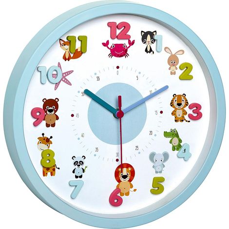 TFA Dostmann Little Animals à quartz Horloge murale 30.9 cm x 4.4 cm bleu clair (1/6)