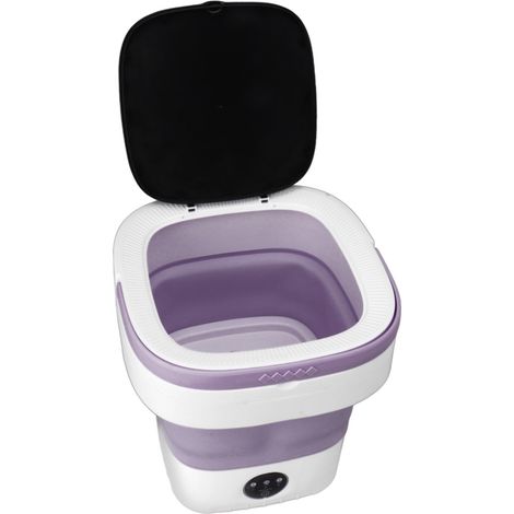 Seau à laver portable pliable 7,5 L avec essorage doux et tuyau d'évacuation, machine à laver mini violette 100-240V prise UE (1/5)