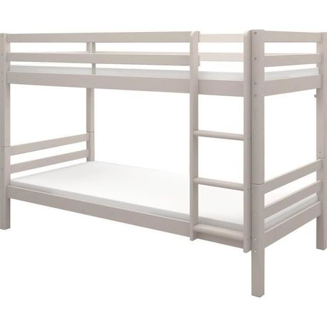 Lits superposés séparables enfant - 2x90x200 cm - Pin massif gris clair - Sommier inclus - ANDO (1/5)