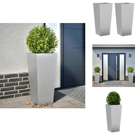 Jardinières 2 pcs 35x35x75 cm acier galvanisé - Jardinière - Jardinières - Jardinière D'extérieur - Jardinière De Patio (1/5)