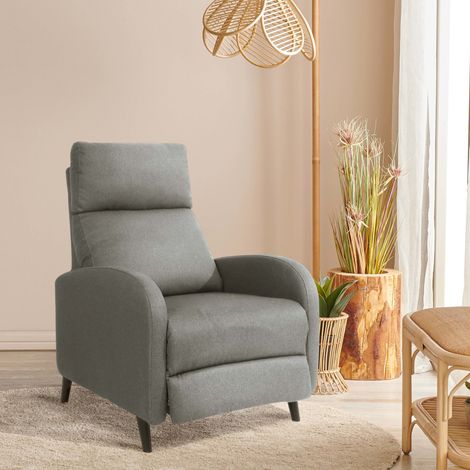 Cadiz Push Back Fabric Recliner Light Grey Linen