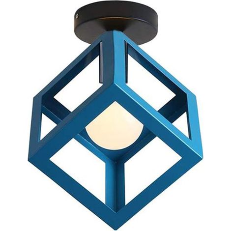 Lampe De Plafond En Forme De Cube Luminaire Plafonnier Moderne Plafonnier Rétro Vintage Bleu (1/5)