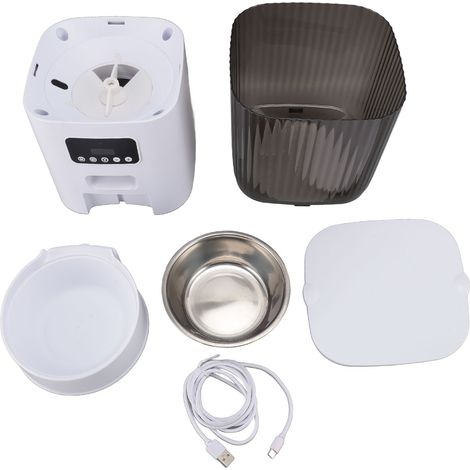 Mangeoire pour animal domestique, bol de nourriture multifonctionnel en acier inoxydable 304, distributeur pour chats, capacité de 5l pour chats et chiens d'intérieur, Type à bouton unique (1/5)