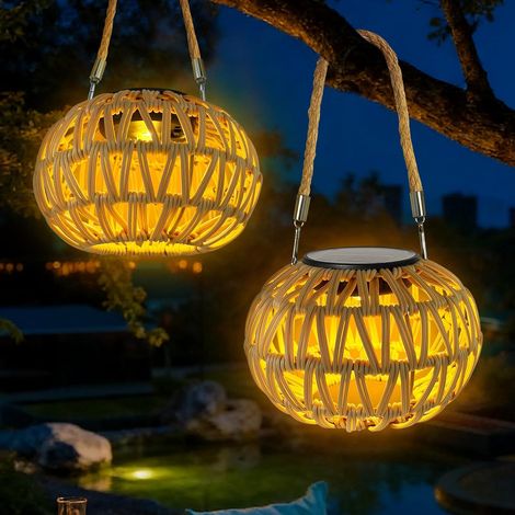 lanternes solaires d'extérieur, lampe solaire décorative pour jardin, lanterne solaire suspendue étanche IP65, éclairage solaire extérieur, décoration de jardin, balcon/terrasse. (1/5)