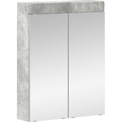 Armario con espejo de baño con estante TULUM Gris Concreto vidaXL