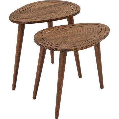 Set de 2 tables basses ovales en bois Sweet Set (1/5)