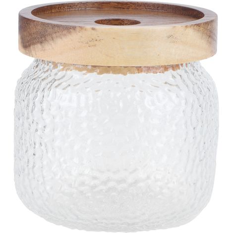 Lot de bocaux en verre avec couvercle en bois hermétique pour café, snacks et noix, 300ml