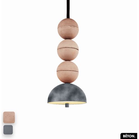 Lampe de suspension en béton velours - BOSFOR CONCRETE VELVET ROSE - GRIS 3 BALLES LED 14W (1/2)