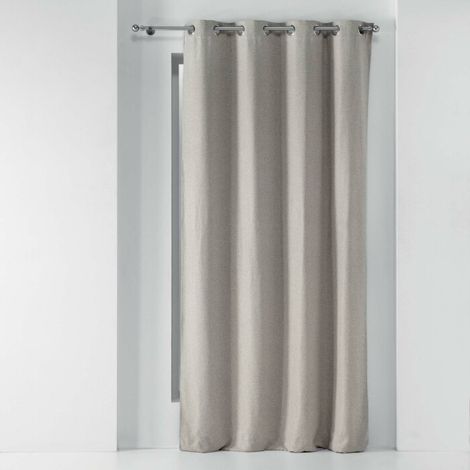 Douceur D'Intérieur – Rideau occultant 135 x 240 cm – Tissé en jacquard – Couleur lin – Lavable en machine – Occultation efficace pour intérieur (1/5)