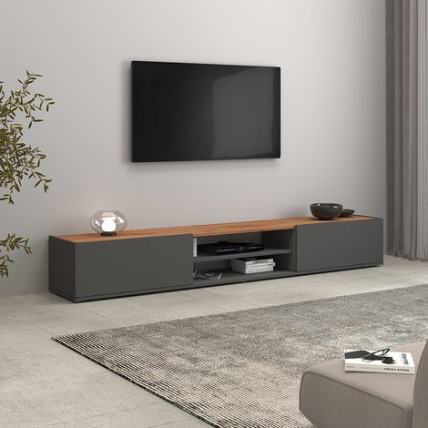Meuble TV moderne 210 cm anthracite/chêne wotan Grana (1/5)