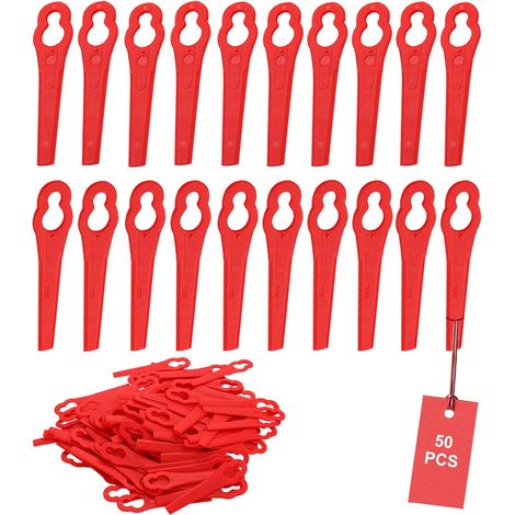 MINKUROW, Paquete De 50 Cuchillas De Repuesto De Plástico Para Bordeadora, Cuchillas De Corte Rojas, Cuchilla De Plástico Para Bordeadora (1/5)