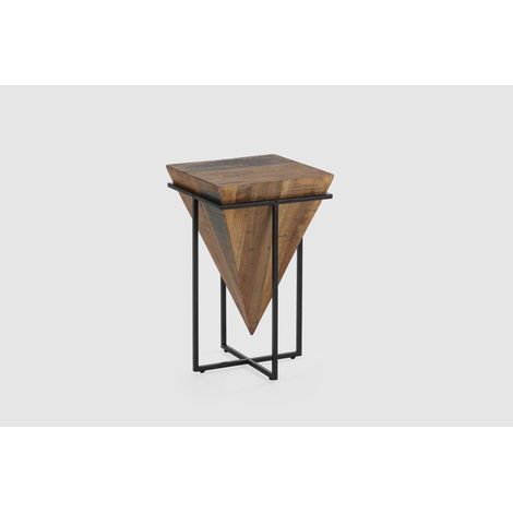 Mesa auxiliar de rincón modelo Avila-68 en madera acabado natural, 68cm(alto) 42cm(ancho) 42cm(fondo). (1/4)
