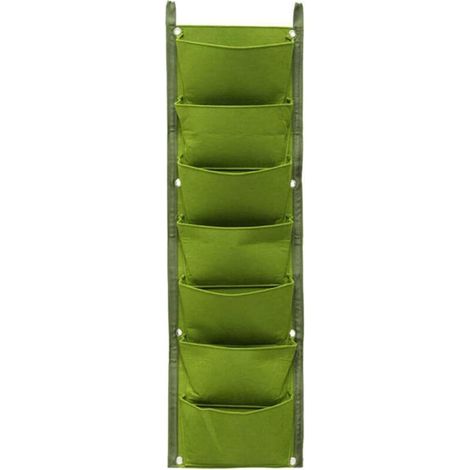 Lot de 7 sacs de plantation verticaux, jardinières murales, en feutre, réutilisables et respirants, pour décoration de jardin intérieur et extérieur (vert) (1/5)