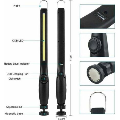 Baladeuse led Mecanicien Lampe Atelier Chantier Rechargeable Lampe Garage Magnetique Lampe de Travail Aimantée led Portable Rechar (1/4)