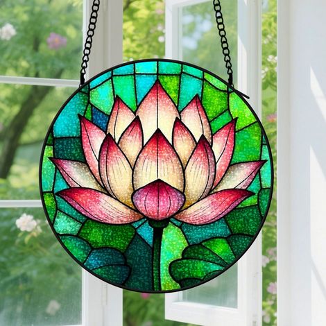 9cm Suspension Vitrail pour Fenêtre - Accroche-Soleil pour Portail Jardin Terrasse Style Élégant Floral Accroche-Soleils Décoration Noël Fête des Mères Anniversaire Cadeaux pour Femmes, Mère, Grand-Mè (1/5)
