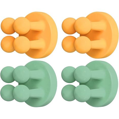 Porte-brosses à dents en silicone, crochets muraux pour suspendre luffa et rasoir dans la douche, la salle de bain, la cuisine – Indispensables pour les étudiants (Jaune et vert) (1/5)