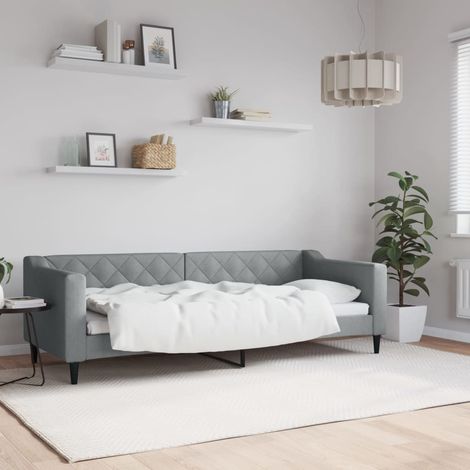 Lit de repos sans matelas gris clair 80x200 cm tissu (1/5)