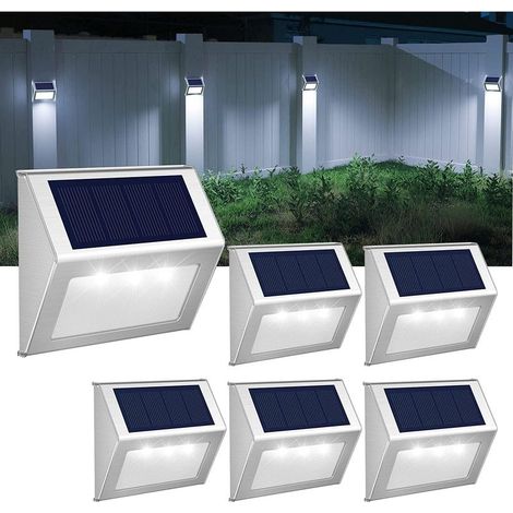 [Blanc Froid]Lampe Solaire Exterieur,Lampe solaire de jardin en inox, Imperméable Lumières décoratives s’appliquant au Clôture,Jardin,Escalier,Chemin,Patio,Porche,Cour,Porte d'entrée,Paysage-6PCS (1/5)