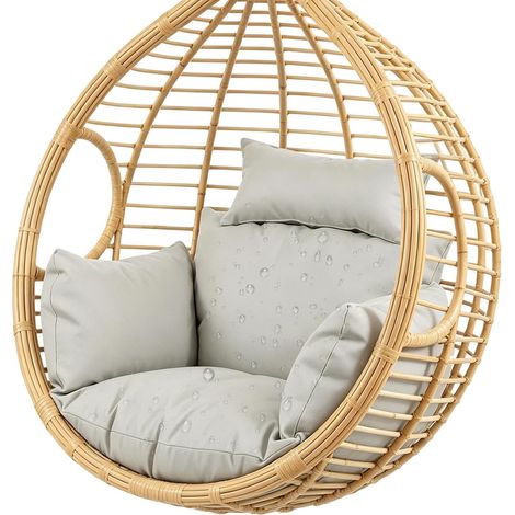Coussin pour Fauteuil Suspendu en Rotin, Siège Balançoire Moderne, Housse de Coussin de Jardin avec Appui-Tête, Coussin de Siège en Polyester Souple et Imperméable, Coussin de Remplacement pour (1/5)