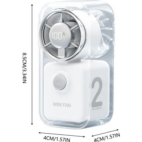 Tragbarer Ventilator – Mini-Ventilator (2000 mAh), 5 Geschwindigkeitsstufen, USB-C-Anschluss – leise, LED-Anzeige, faltbar – ideal für Reisen, Camping und Strand (1/5)