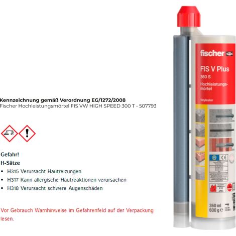 Fischer  Mortero  de  alto  rendimiento  FIS  VW  HIGH  SPEED  300  T  -  507793 (1/3)