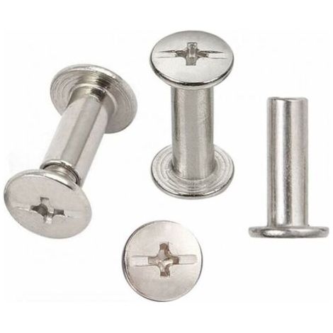 30 Sets Chicago Reliure Vis, reliure à vis de reliure nickelée 5 mm x 15 mm, ton argent (1/4)