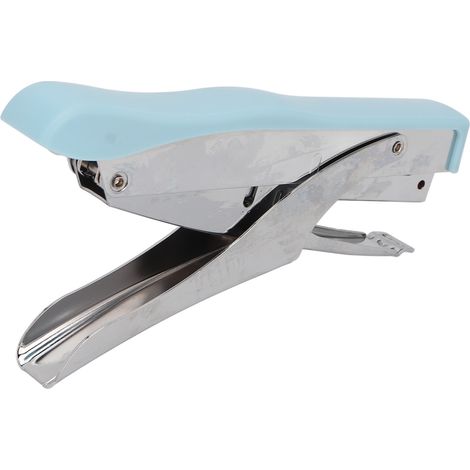 Agrafeuse portative ergonomique à surface mate, idéale pour la reliure de documents à la maison, à l'école ou au bureau (bleue). (1/5)
