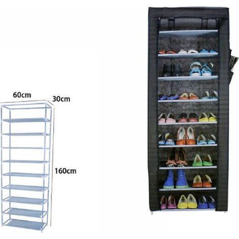 Trade Shop - SCHUHREGAL 9 FÄCHER TNT STOFF TRAGBARE CAMPING SCHRANK 60X30X160CM 69070 -