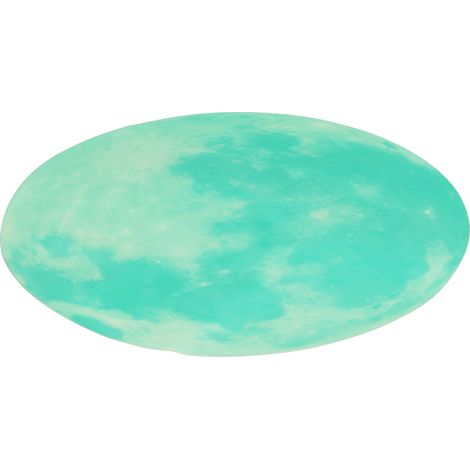 Sticker mural fluorescent décoratif à motif lune cyan-vert (1/5)