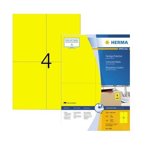HERMA Etiketten A4 gelb 105x148 mm Papier matt  400 St. (4396) (1/5)