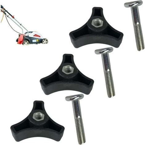 Lot de 3 boulons de poignée Tondeuse à Gazon, Bouton poignée à Triple Angle, écrou Oreilles et boulons, pièces Rechange pour tondeuses Gazon, Accessoires d'équipement électrique, BOU (1/4)