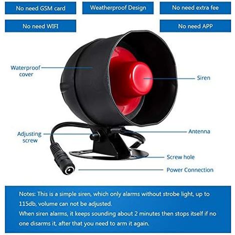Wireless Home Alarm Kits with 2 Door and Window Alarms, 1 Alarm with Siren, 1 Motion Detector, 2 Remote Control (1/2)