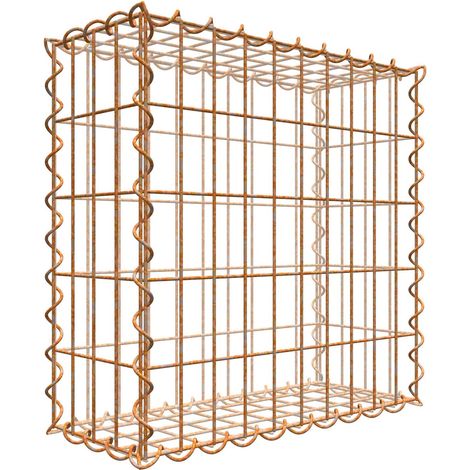 Gabiondeco - Gabion aspect rouille 50 cm x 50 cm x 20 cm (L x H x P). taille des mailles 5 x 10 cm. formation de rouille naturelle en cours - Made in Germany (1/3)