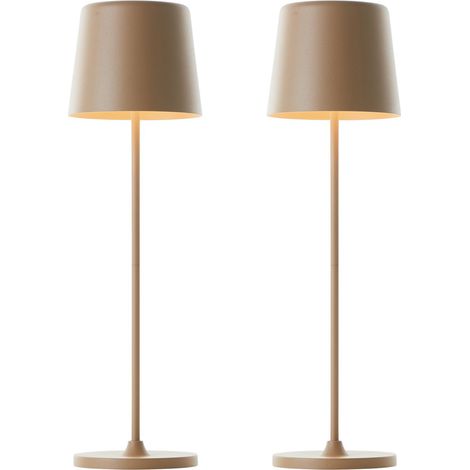 BRILLIANT Lampe de table LED rechargeable Kaami, 2 W, 310 lm, 3000 K, cappuccino, lot de 2