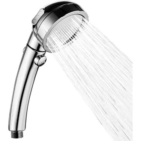 Shower Head, Universal Hand Shower 3 Modes Handheld Shower Water Saving Shower Head with Shut-Off Chrome Detachable Shower Head Bathroom Shower, Silver (1/5)